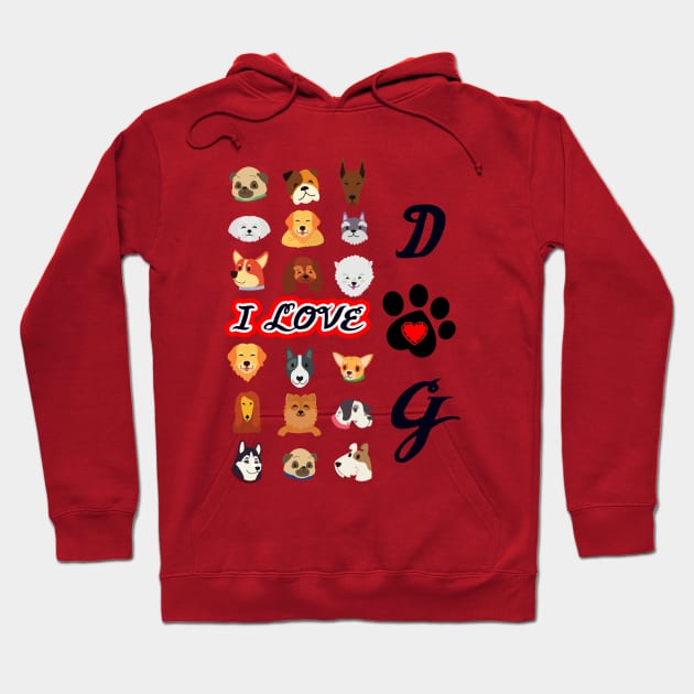 I LOVE DOG - DOGS PACK STICKERS Hoodie by O.M design